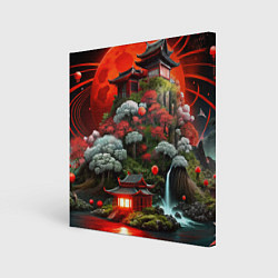 Холст квадратный Японская гора природа, цвет: 3D-принт