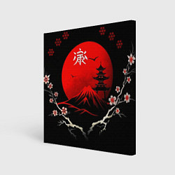 Холст квадратный Japan red black nature, цвет: 3D-принт