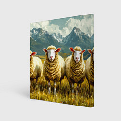 Холст квадратный Четыри овцы в горах, цвет: 3D-принт