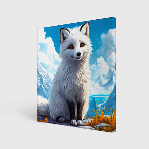 Картина квадратная Песец в зимних горах / 3D-принт – фото 1