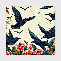 Холст квадратный Стая ласточек, цвет: 3D-принт — фото 2