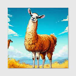Холст квадратный Лама в прериях, цвет: 3D-принт — фото 2