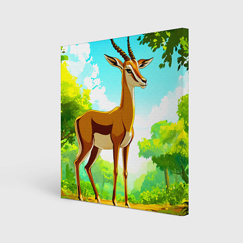 Картина квадратная Газель в лесу / 3D-принт – фото 1