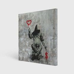 Холст квадратный Banksy - heart money, цвет: 3D-принт