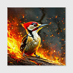 Холст квадратный Дятел в огне, цвет: 3D-принт — фото 2