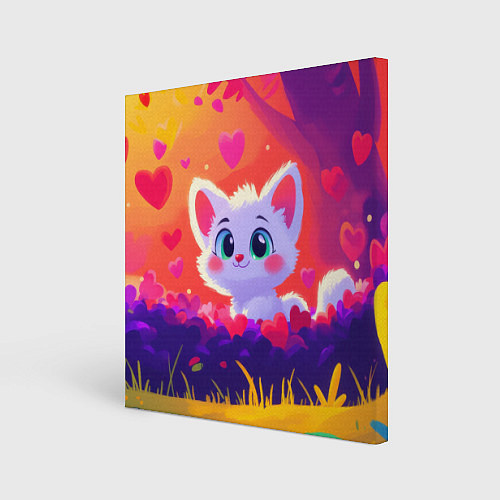 Картина квадратная Влюбленный милый песец / 3D-принт – фото 1