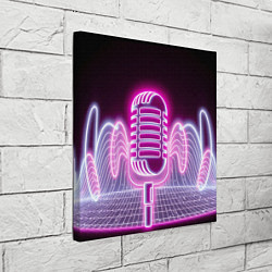 Холст квадратный Розовый неоновый микрофон, цвет: 3D-принт — фото 2