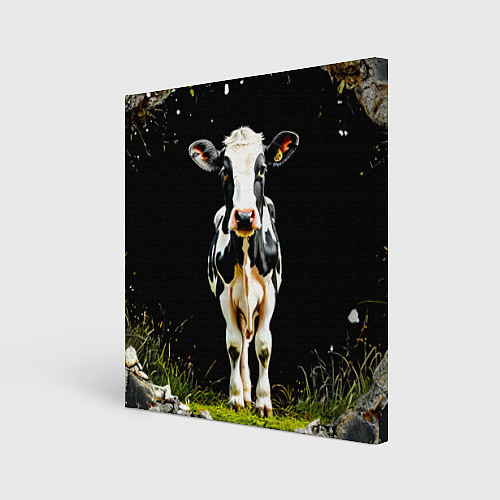 Картина квадратная Корова на черном / 3D-принт – фото 1