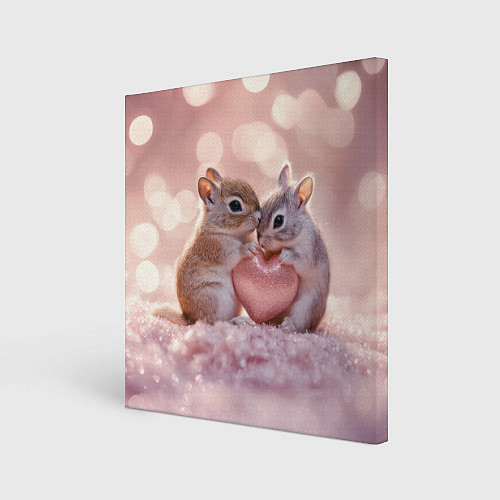 Картина квадратная Влюбленные белочки с сердечком / 3D-принт – фото 1