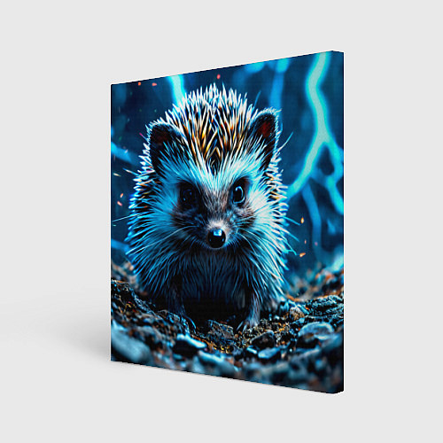 Картина квадратная Ежик в разрядах молний / 3D-принт – фото 1