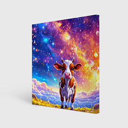 Картина квадратная Коровка и звездное небо
