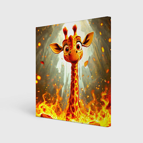 Картина квадратная Жираф в огне / 3D-принт – фото 1