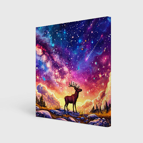 Картина квадратная Лось и звездное небо / 3D-принт – фото 1