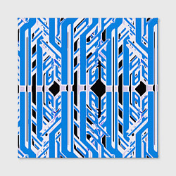 Холст квадратный Бело-синие техно полосы на чёрном фоне, цвет: 3D-принт — фото 2