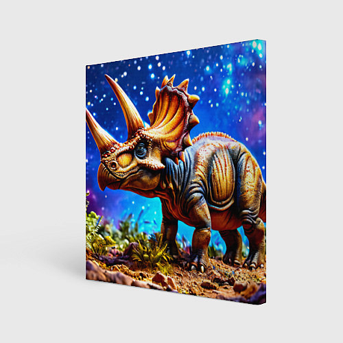 Картина квадратная Трицератопс в звездную ночь / 3D-принт – фото 1