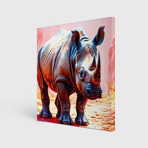 Картина квадратная Носорог в розовом / 3D-принт – фото 1