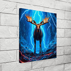 Холст квадратный Лось и молния, цвет: 3D-принт — фото 2