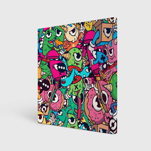 Картина квадратная Color doodle monsters / 3D-принт – фото 1