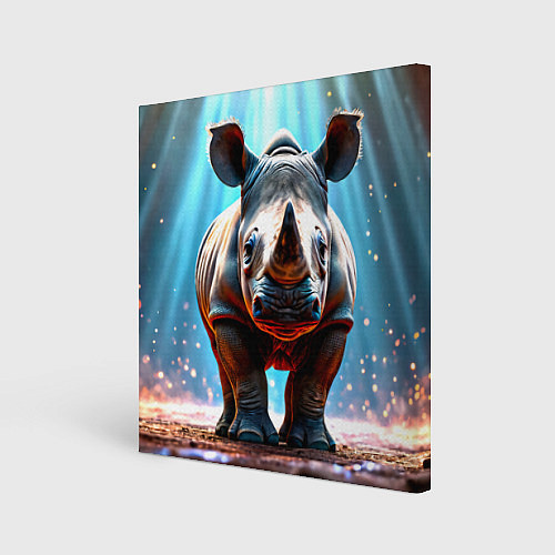 Картина квадратная Носорог в лучах / 3D-принт – фото 1