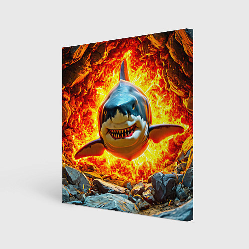 Картина квадратная Акула в огне / 3D-принт – фото 1