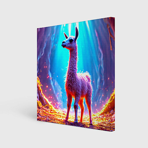 Картина квадратная Лама в неоновых лучах / 3D-принт – фото 1