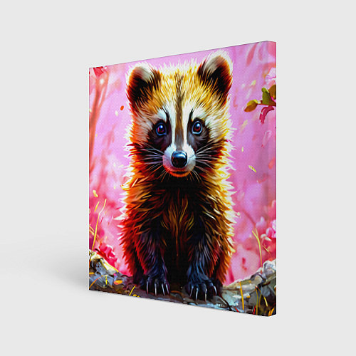 Картина квадратная Росомаха в розовом лесу / 3D-принт – фото 1