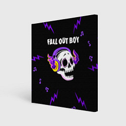 Картина квадратная Fall Out Boy неоновый череп