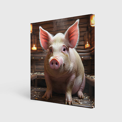 Картина квадратная Довольная свинья / 3D-принт – фото 1
