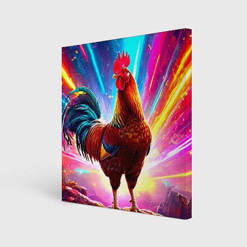 Картина квадратная Петух в ярких лучах / 3D-принт – фото 1