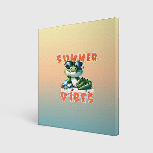 Картина квадратная Крокодил на пляже / 3D-принт – фото 1