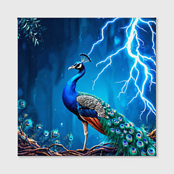 Холст квадратный Павлин и молния, цвет: 3D-принт — фото 2