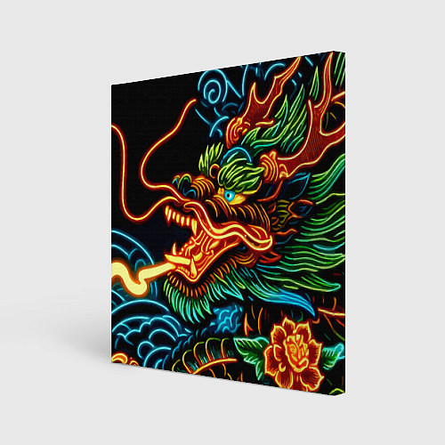 Картина квадратная Japanese neon dragon - irezumi / 3D-принт – фото 1
