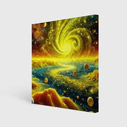 Холст квадратный Neon galaxy - ai art fantasy, цвет: 3D-принт