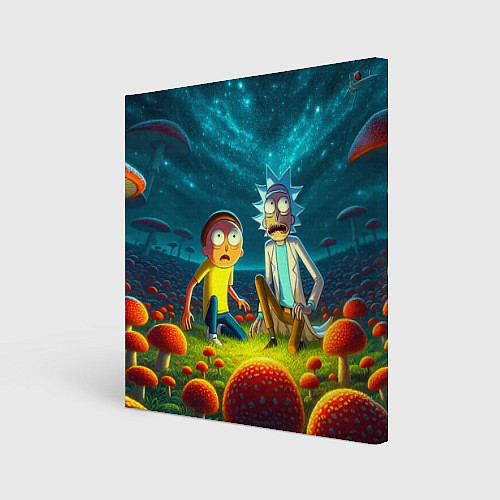 Картина квадратная Rick and Morty on the fly agaric planet / 3D-принт – фото 1