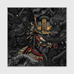 Холст квадратный Самурай и драконы в стиле ирезуми, цвет: 3D-принт — фото 2