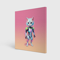 Картина квадратная Funny kitten - cyberpunk