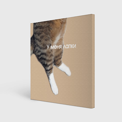 Картина квадратная У меня лапки кот Марс / 3D-принт – фото 1