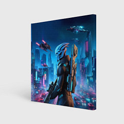 Холст квадратный Mass Effect - neon glow fantastic, цвет: 3D-принт