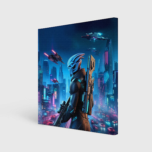 Картина квадратная Mass Effect - neon glow fantastic / 3D-принт – фото 1