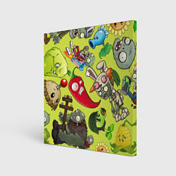 Картина квадратная Растения против зомби с героями