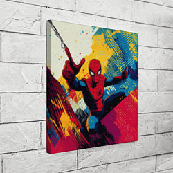 Холст квадратный Человек паук висит на паутине, цвет: 3D-принт — фото 2