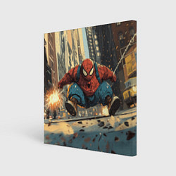Холст квадратный Маленький толстый человек-паук, цвет: 3D-принт