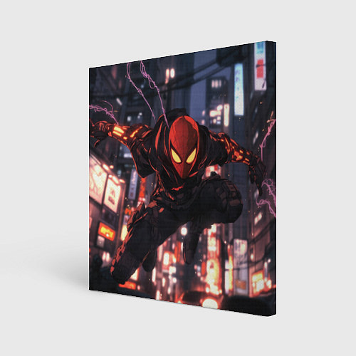 Картина квадратная Человек паук в черном / 3D-принт – фото 1