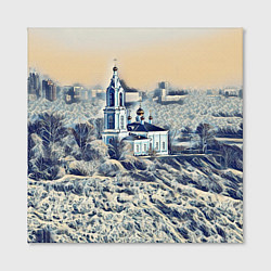 Холст квадратный Храм на фоне современного города, цвет: 3D-принт — фото 2