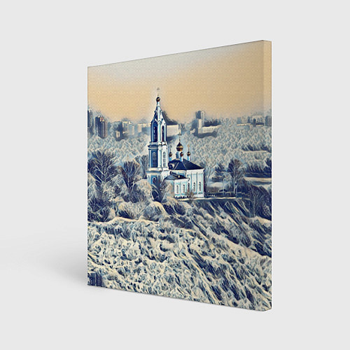 Картина квадратная Храм на фоне современного города / 3D-принт – фото 1