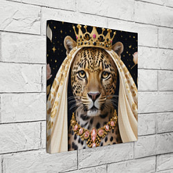 Холст квадратный Леопард с короной, цвет: 3D-принт — фото 2