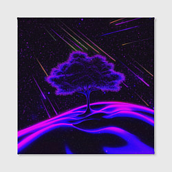 Холст квадратный Дерево и звездопад неоновый космос, цвет: 3D-принт — фото 2