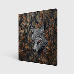 Холст квадратный Хищный серый лис, цвет: 3D-принт