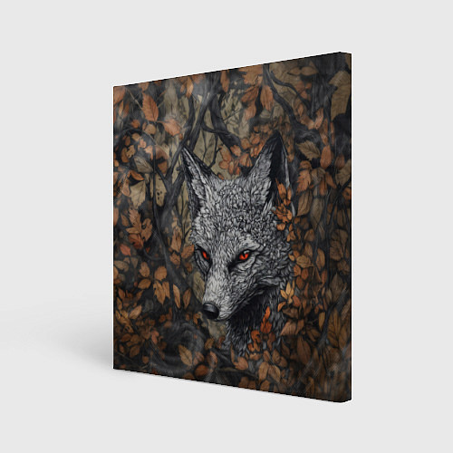 Картина квадратная Хищный серый лис / 3D-принт – фото 1