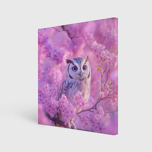 Картина квадратная Сова в весенних цветах / 3D-принт – фото 1